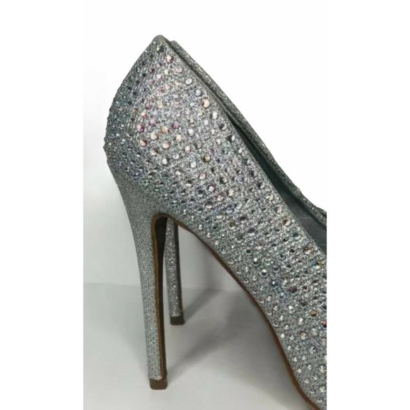 Le Miu ELSA Silver Rhinestone Bling Platform Stiletto Heels Wedding Prom Sz 8.5 - Picture 4 of 11